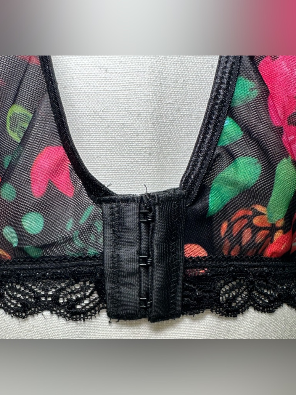 GORGLITTER‎ Black Multicolor Floral Mesh Lace Corset Bralette Bustier Plus Size - Picture 8 of 8